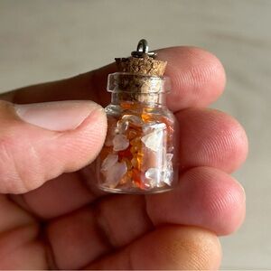 Crystal Chipped Carnelian Bottle Pendant